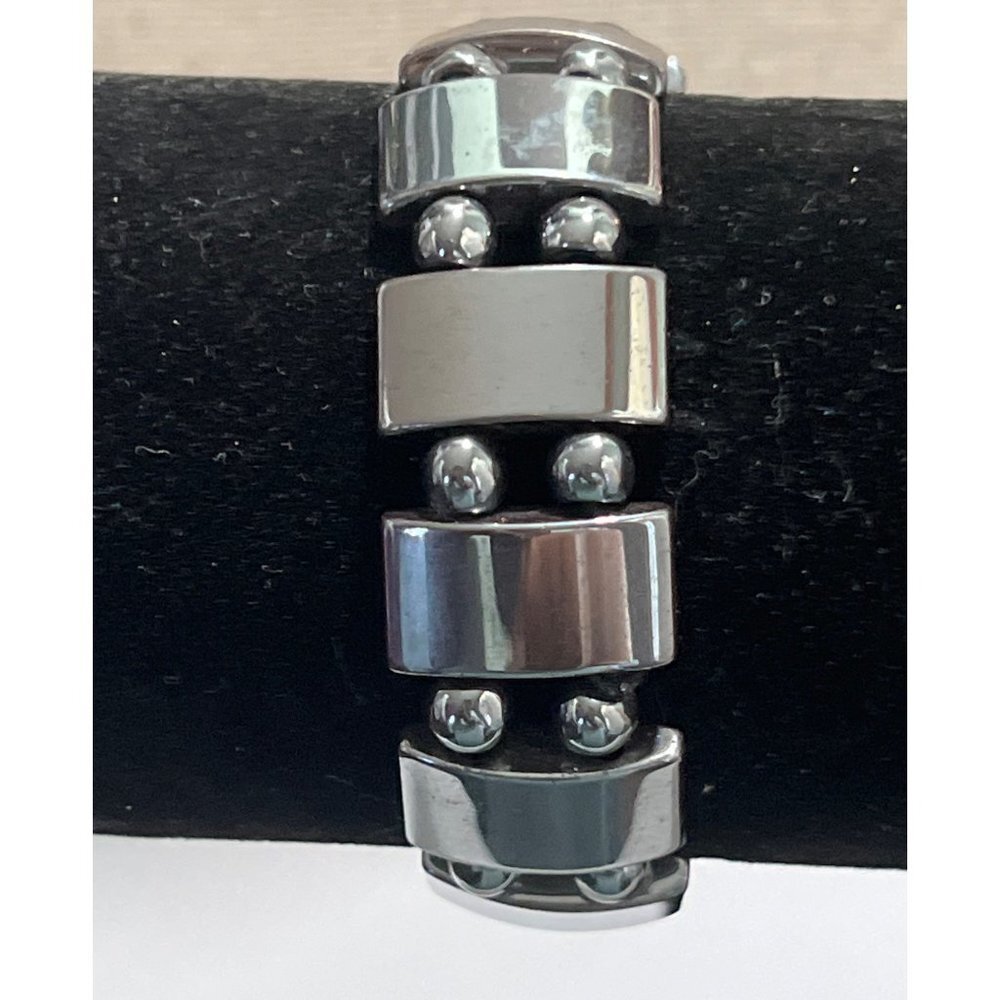 Black Hematite Square Bead Stretch Bracelet -- 7.75"